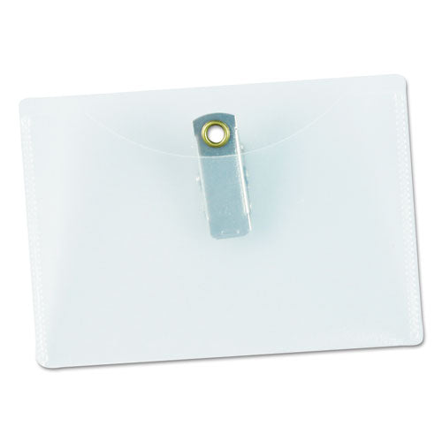 Image of Universal® Clear Badge Holders W/garment-Safe Clips, 2 1/4 X 3 1/2, White Inserts, 50/box