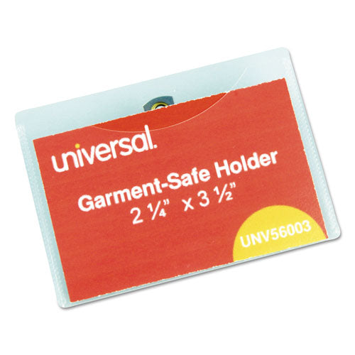 Image of Universal® Clear Badge Holders W/garment-Safe Clips, 2 1/4 X 3 1/2, White Inserts, 50/box