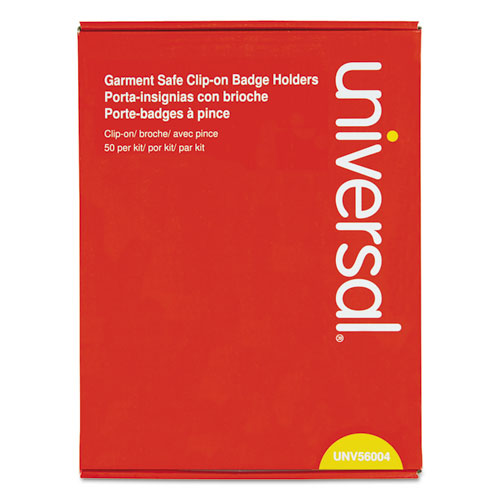 Image of Universal® Clear Badge Holders W/garment-Safe Clips, 3 X 4, White Inserts, 50/box