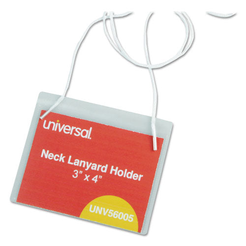 Image of Universal® Clear Badge Holders W/neck Lanyards, 3 X 4, White Inserts, 100/box