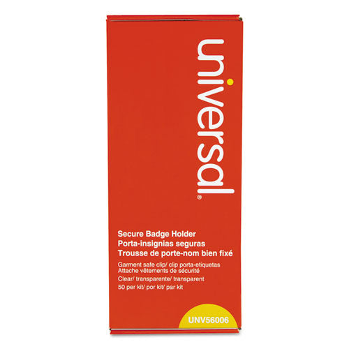 Image of Universal® Deluxe Clear Badge Holder W/garment-Safe Clips, 2.25 X 3.5, White Insert, 50/box