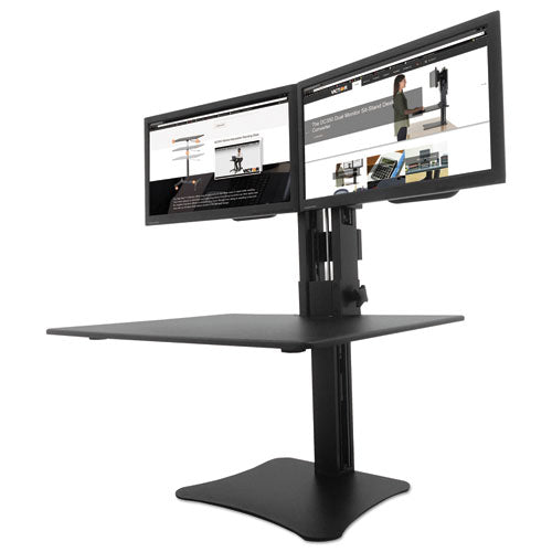 Image of Victor® High Rise Dual Monitor Standing Desk Workstation, 28" X 23" X 10.5" To 15.5", Black