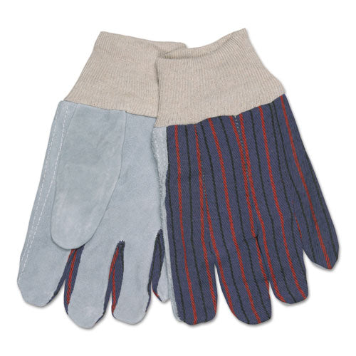 Image of MCR Safety 1040 Leather Palm Glove, Gray/white, Large, Dozen