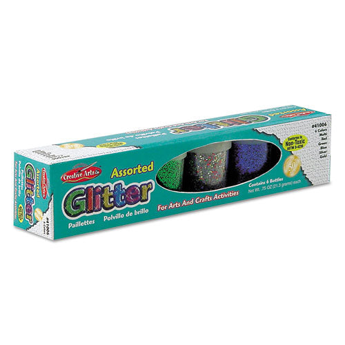 Image of Creative Arts® Charles Leonard Glitter Set, Assorted, 0.75 Oz Shaker-Top Jar, 6/set