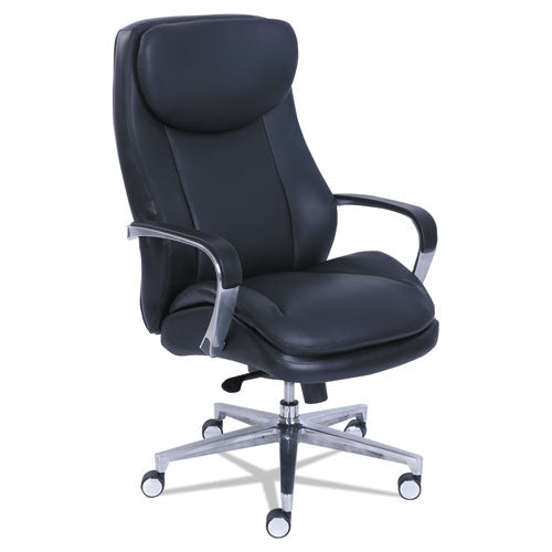 Image of La-Z-Boy® Commercial 2000 High-Back Executive Chair, Supports Up To 300 Lb, 20.25" To 23.25" Seat Height, Black Seat/back, Silver Base