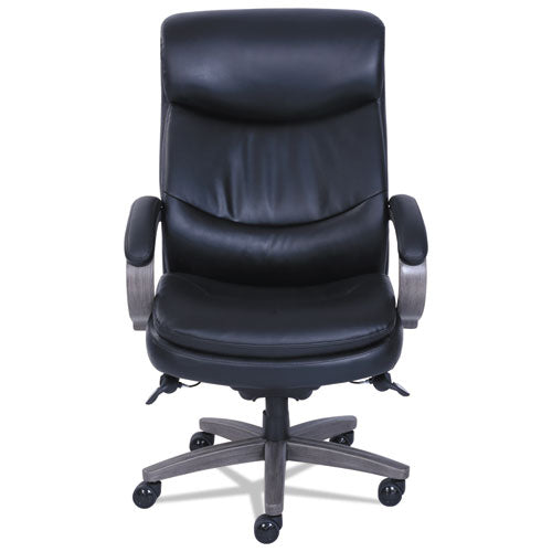 Image of La-Z-Boy® Woodbury Big/tall Executive Chair, Supports Up To 400 Lb, 20.25" To 23.25" Seat Height, Black Seat/back, Weathered Gray Base