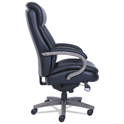 Image of La-Z-Boy® Woodbury Big/tall Executive Chair, Supports Up To 400 Lb, 20.25" To 23.25" Seat Height, Black Seat/back, Weathered Gray Base