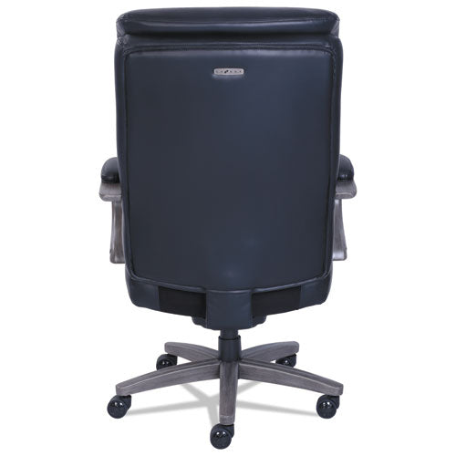 Image of La-Z-Boy® Woodbury Big/tall Executive Chair, Supports Up To 400 Lb, 20.25" To 23.25" Seat Height, Black Seat/back, Weathered Gray Base