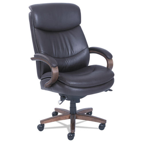 Image of La-Z-Boy® Woodbury Big/tall Executive Chair, Supports Up To 400 Lb, 20.25" To 23.25" Seat Height, Brown Seat/back, Weathered Sand Base