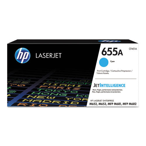 Image of HP HP 655a, (cf451a) Cyan Original Laserjet Toner Cartridge