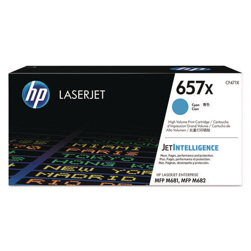 Image of HP HP 657x, (cf471x) High-Yield Cyan Original Laserjet Toner Cartridge
