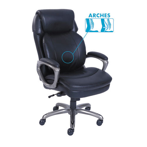 Image of SertaPedic® Cosset High-Back Executive Chair, Supports Up To 275 Lb, 18.75" To 21.75" Seat Height, Black Seat/back, Slate Base