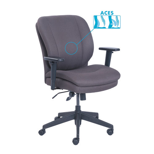 Image of SertaPedic® Cosset Ergonomic Task Chair, Supports Up To 275 Lb, 19.5" To 22.5" Seat Height, Gray Seat/back, Black Base