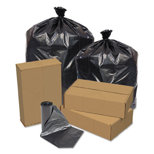 Image of Pitt Plastics Eco Strong Can Liners, 45 Gal, 1.5 Mil, 40" X 46", Black, 100/carton