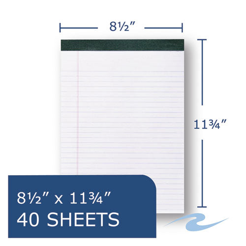 Image of Roaring Spring® Recycled Legal Pad, Wide/legal Rule, 40 White 8.5 X 11 Sheets, Dozen
