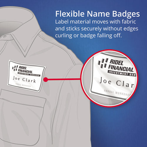 Image of Avery® Flexible Adhesive Name Badge Labels, 3.38 X 2.33, White, 400/box