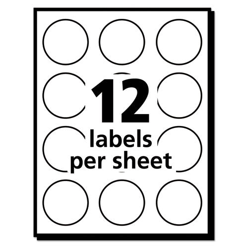 Image of Avery® Removable Multi-Use Labels, Inkjet/Laser Printers, 1" dia, White, 12/Sheet, 50 Sheets/Pack, (5410)
