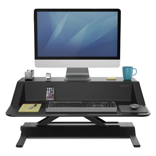 Image of Fellowes® Lotus Sit-Stands Workstation, 32.75" X 24.25" X 5.5" To 22.5", Black