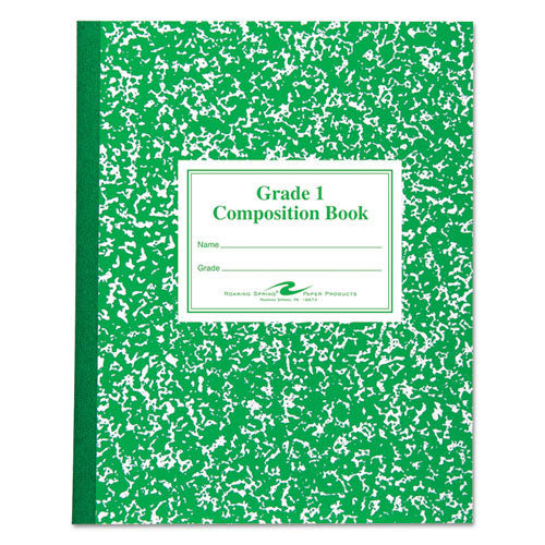 Image of Roaring Spring® Grade School Ruled Composition Book, Grade 1 Manuscript Format, Green Marble Cover, (50) 9.75 x 7.75 Sheets