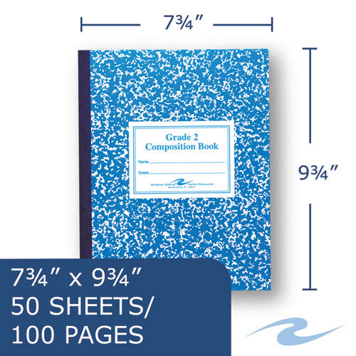 Image of Roaring Spring® Grade School Ruled Composition Book, Grade 2 Manuscript Format, Blue Marble Cover, (50) 9.75 x 7.75 Sheets