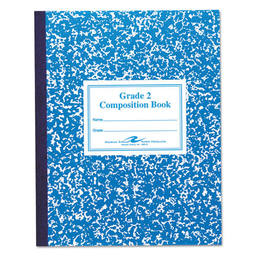 Image of Roaring Spring® Grade School Ruled Composition Book, Grade 2 Manuscript Format, Blue Marble Cover, (50) 9.75 x 7.75 Sheets
