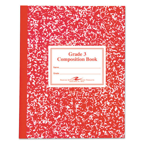 Image of Roaring Spring® Grade School Ruled Composition Book, Grade 3 Manuscript Format, Red Marble Cover, (50) 9.75 x 7.75 Sheets