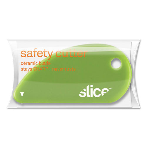 Image of slice® Safety Cutters, Fixed, Non Replaceable Micro Safety Blade, 0.1" Ceramic Blade, 2.4" Plastic Handle, Green