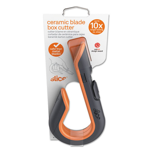Image of slice® Box Cutters, Double Sided, Replaceable, 1.29" Carbon Steel Blade, 7" Nylon Handle, Gray/Orange