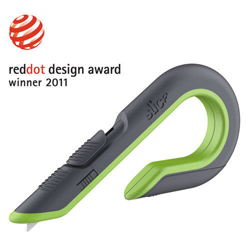 Image of slice® Box Cutters, Double Sided, Replaceable, 1.29" Stainless Steel Blade, 7" Nylon Handle, Gray/Green