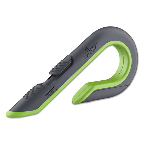 Image of slice® Box Cutters, Double Sided, Replaceable, 1.29" Stainless Steel Blade, 7" Nylon Handle, Gray/Green
