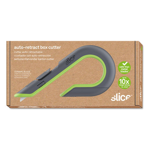 Image of slice® Box Cutters, Double Sided, Replaceable, 1.29" Stainless Steel Blade, 7" Nylon Handle, Gray/Green