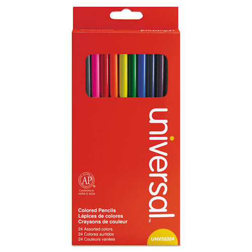 Image of Universal Woodcase Colored Pencils, 3 mm, Assorted Lead and Barrel Colors, 24/Pack
