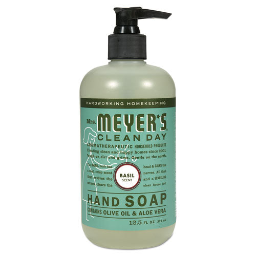 Image of Mrs. Meyer's® Clean Day Liquid Hand Soap, Basil Scent, 12.5 oz, 6/Carton