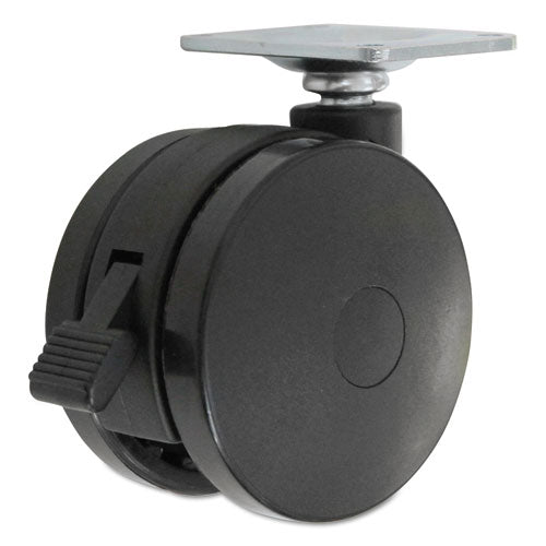 Image of Alera® Casters for Height-Adjustable Table Bases, Grip Ring Stem, 2" Wheel, Black, 4/Set