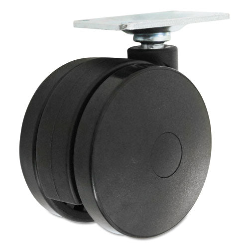 Image of Alera® Casters for Height-Adjustable Table Bases, Grip Ring Stem, 2" Wheel, Black, 4/Set