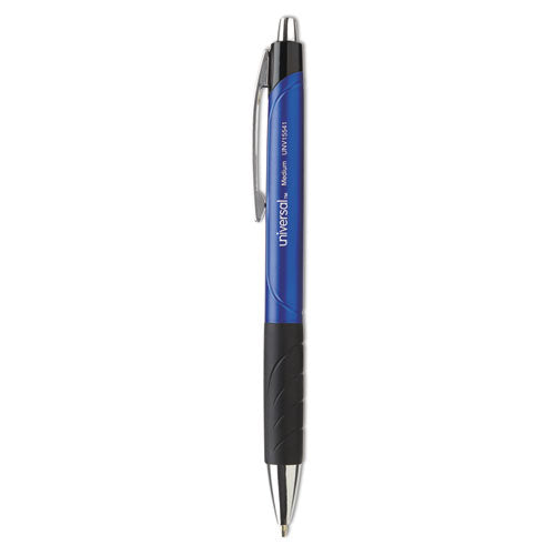 Image of Universal Comfort Grip Ballpoint Pen, Retractable, Medium 1 mm, Blue Ink, Blue/Black Barrel, Dozen