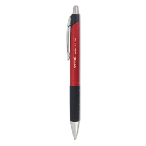 Image of Universal Comfort Grip Ballpoint Pen, Retractable, Medium 1 mm, Red Ink, Red/Black Barrel, Dozen