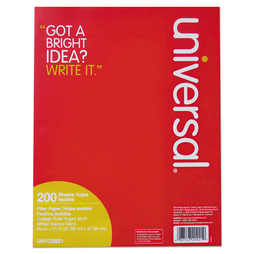 Image of Universal® Filler Paper, 3-Hole, 8.5 X 11, Medium/college Rule, 200/pack