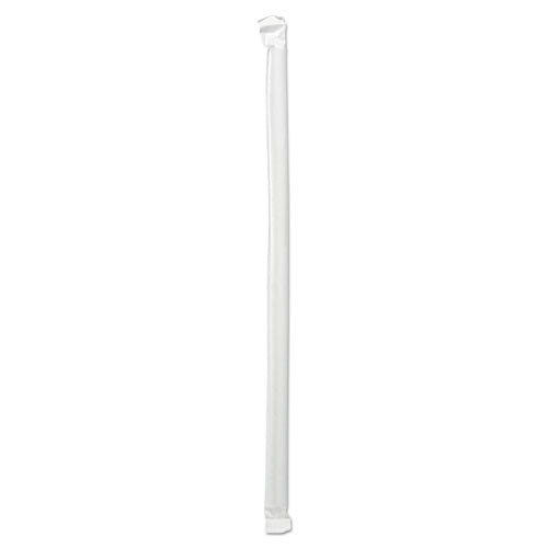 Image of Boardwalk® Wrapped Giant Straws, 10.25", Polypropylene, Clear, 100/Pack, 10 Packs/Carton