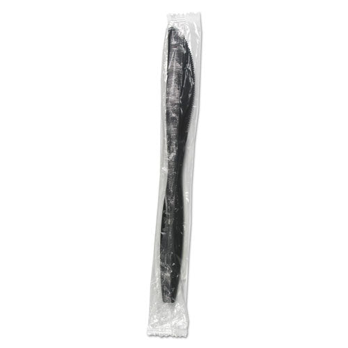 Image of Boardwalk® Heavyweight Wrapped Polypropylene Cutlery, Knife, Plastic, Black, 1,000/Carton