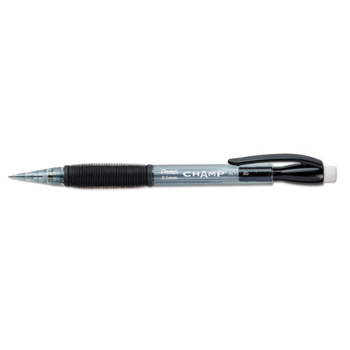 Image of Pentel® Champ Mechanical Pencil Value Pack, 0.5 mm, HB (#2), Black Lead, Clear/Black Barrel, 24/Pack