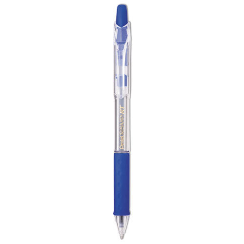 Image of Pentel® R.s.v.p. Rt Ballpoint Pen, Retractable, Medium 1 Mm, Blue Ink, Clear Barrel, Dozen