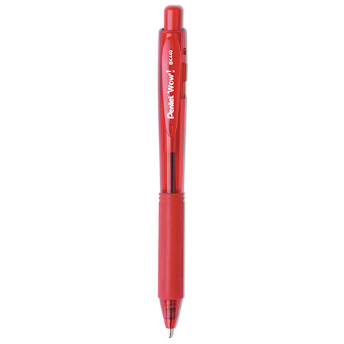 Image of Pentel® WOW! Ballpoint Pen, Retractable, Medium 1 mm, Red Ink, Translucent Red/Red Barrel, Dozen
