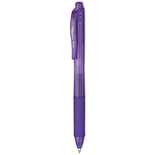 Image of Pentel® EnerGel-X Gel Pen, Retractable, Medium 0.7 mm, Violet Ink, Translucent Violet/Violet Barrel, Dozen