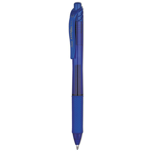 Image of Pentel® EnerGel-X Gel Pen, Retractable, Bold 1 mm, Blue Ink, Translucent Blue/Blue Barrel, Dozen