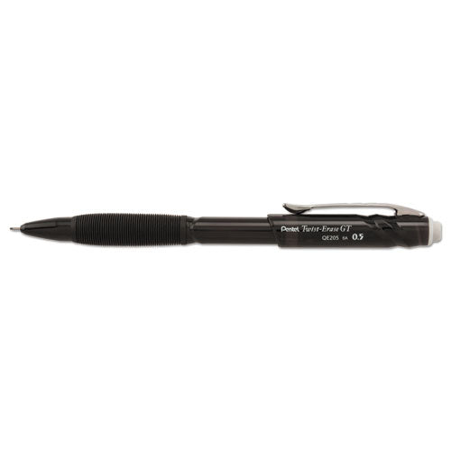 Image of Pentel® Twist-Erase GT Pencils, 0.5 mm, HB (#2), Black Lead, Black Barrel