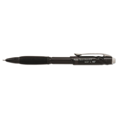 Image of Pentel® Twist-Erase GT Pencils, 0.7 mm, HB (#2), Black Lead, Black Barrel