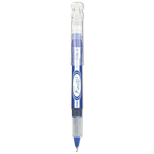 Image of Pentel® Finito! Porous Point Pen, Stick, Extra-Fine 0.4 mm, Blue Ink, Blue/Silver/Clear Barrel