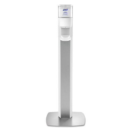 Image of PURELL® Messenger Es6 Floor Stand With Dispenser, 1,200 Ml, 13.16 X 16.63 X 51.57, Silver/white