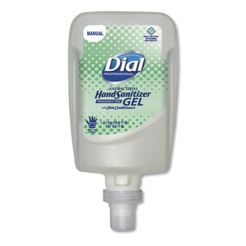 Image of Dial® Professional Antibacterial Gel Hand Sanitizer Refill For Fit Manual Dispenser, 1.2 L, Fragrance-Free, 3/carton